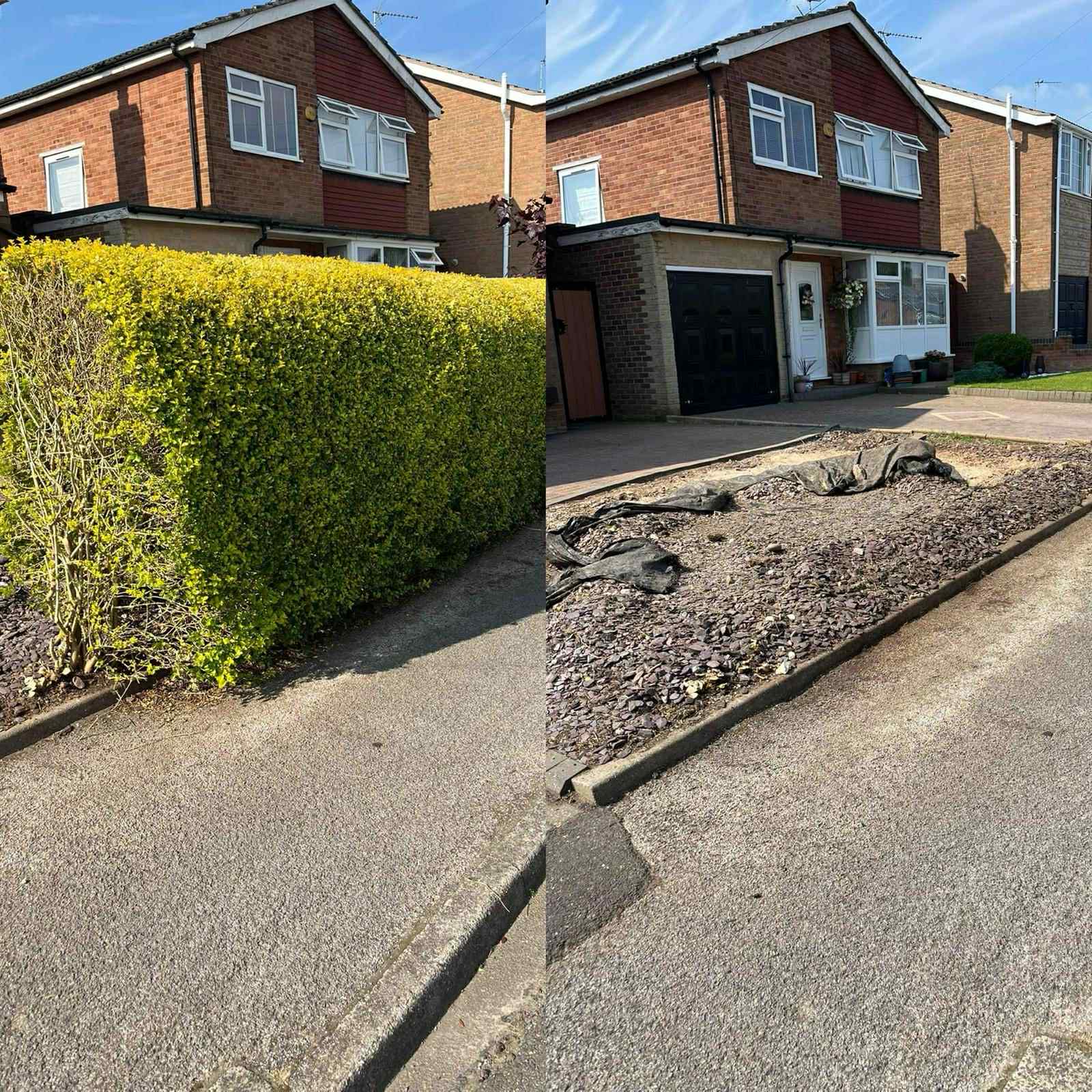 Hedge removal before and after